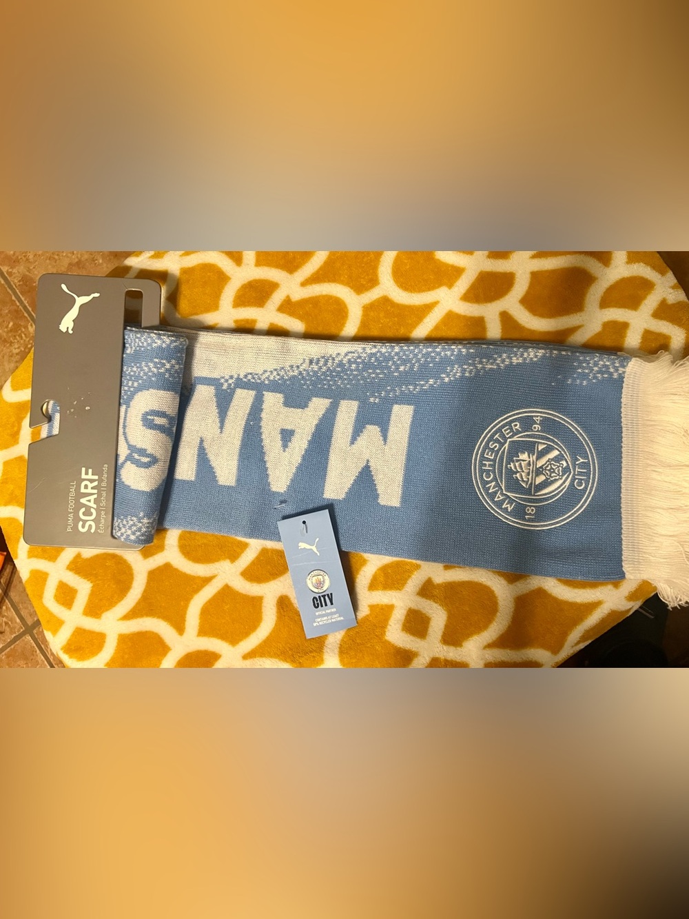 Puma Manchester City Light Blue and White Scarf